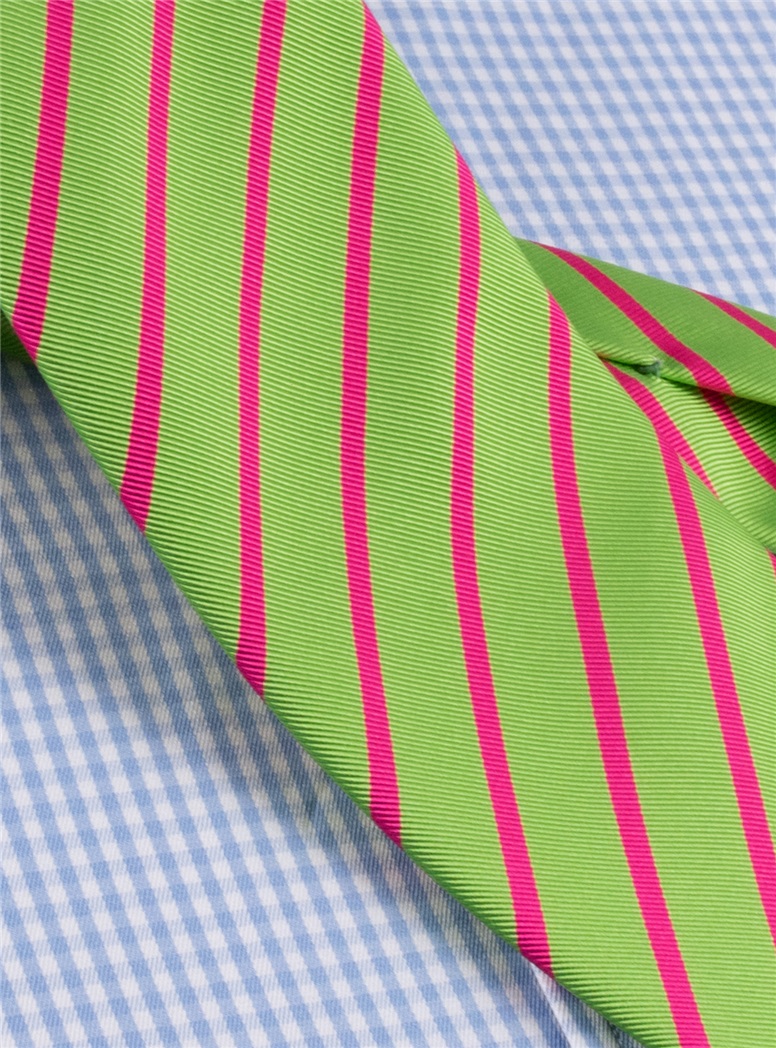 Mogador Bar Stripe Tie in Lime
