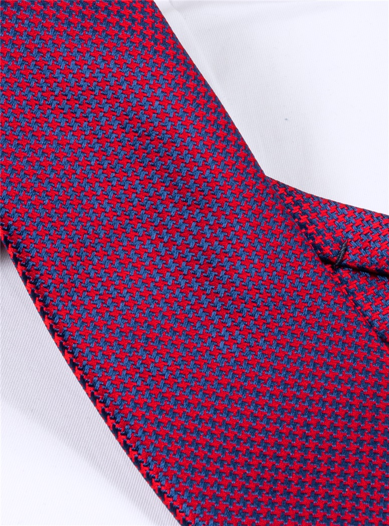 Silk Basketweave Tie in Ruby and Royal Blue
