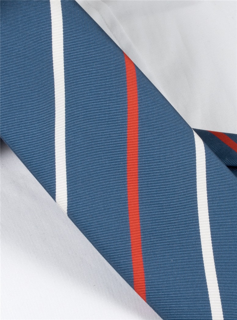 Mogador Double Striped Tie in Marine