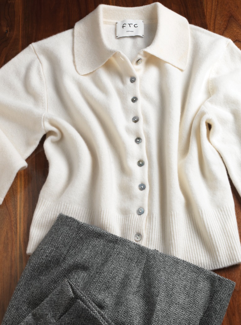 Polo Cashmere Cardigan in White