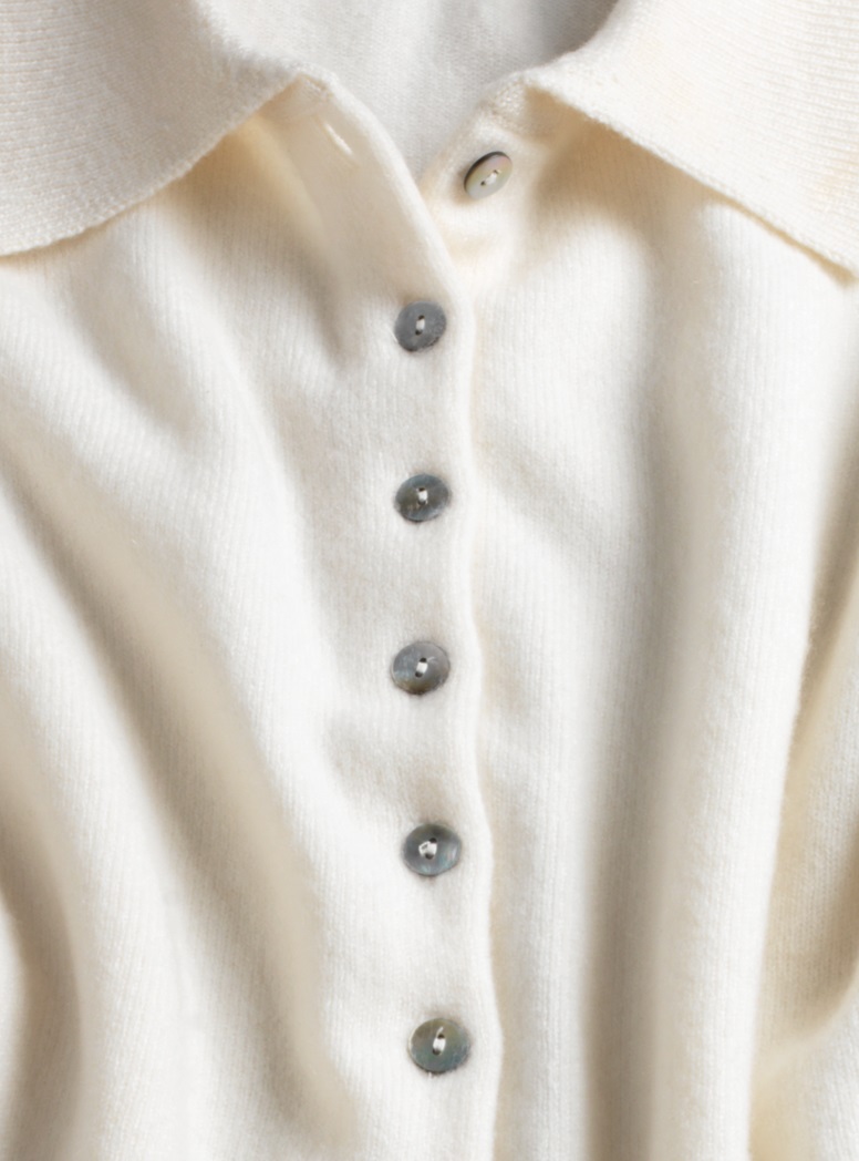 Polo Cashmere Cardigan in White
