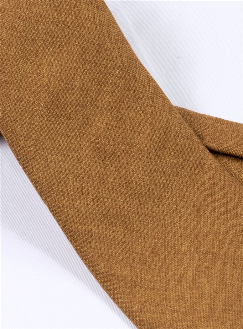 Silk and Cashmere Solid Tie in Ochre