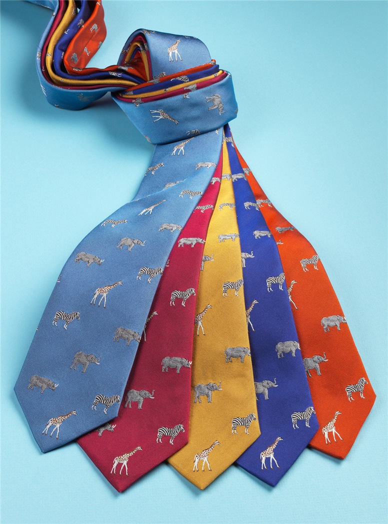 Jacquard Woven Animal Motif Tie in Sky
