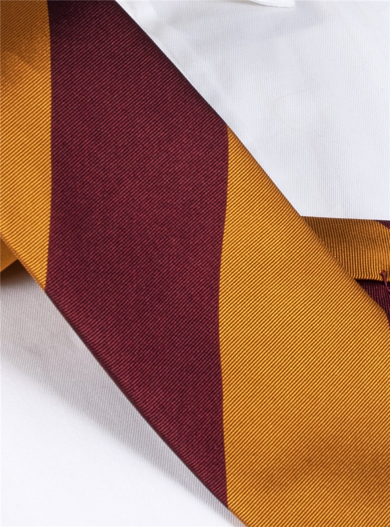 Silk Block Stripe Tie in Garnet