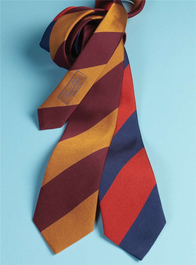 Silk Block Stripe Tie in Garnet