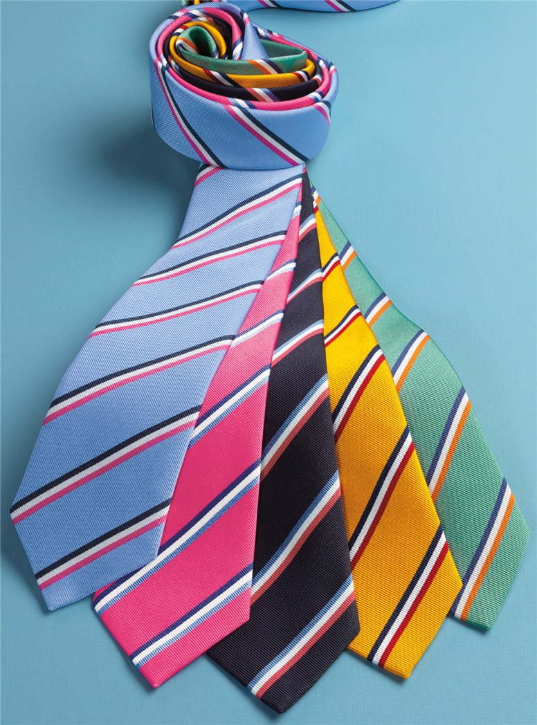 Silk Triple Stripe Tie in Azalea