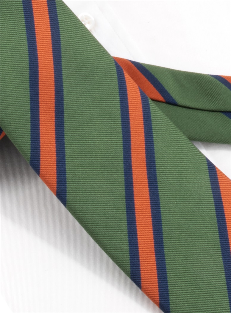 Silk Striped Tie in Clover