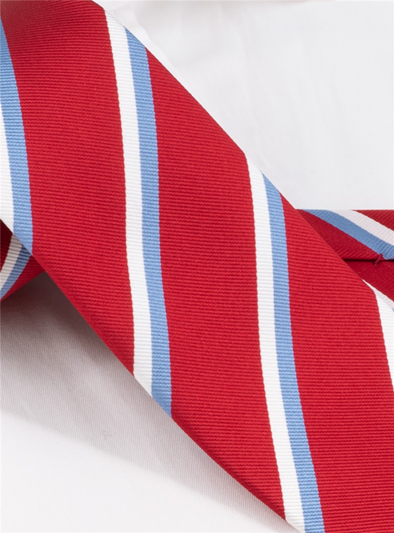 Silk Double Striped Tie in Fire
