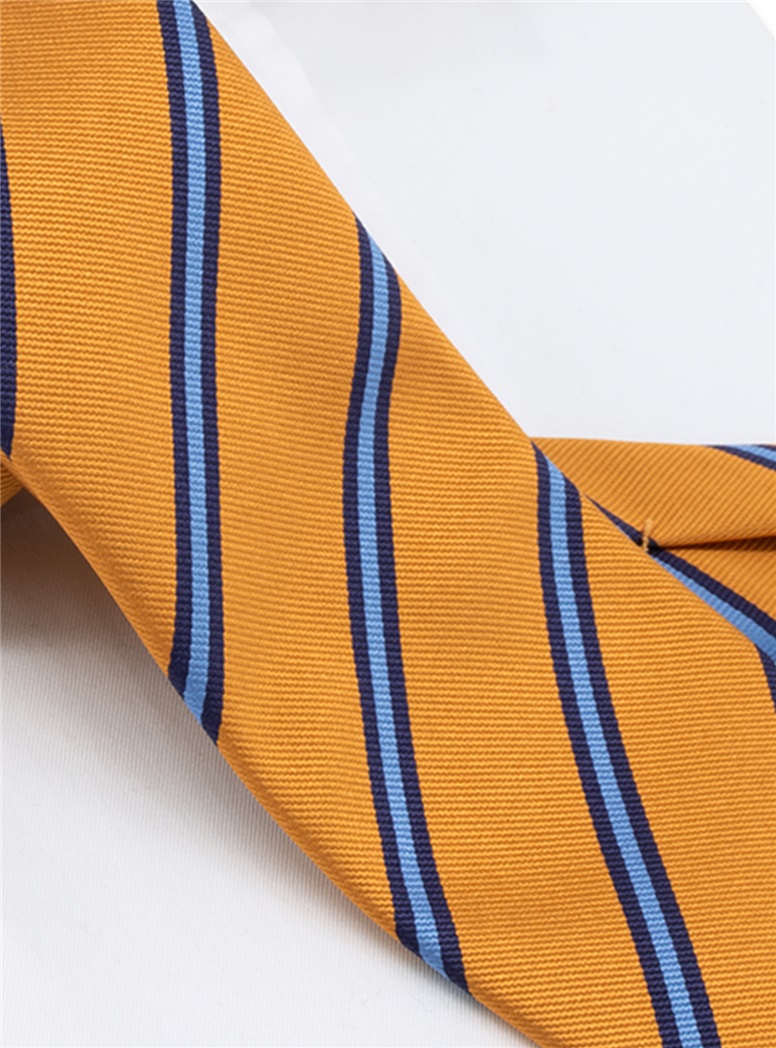 Silk Striped Tie in Gold