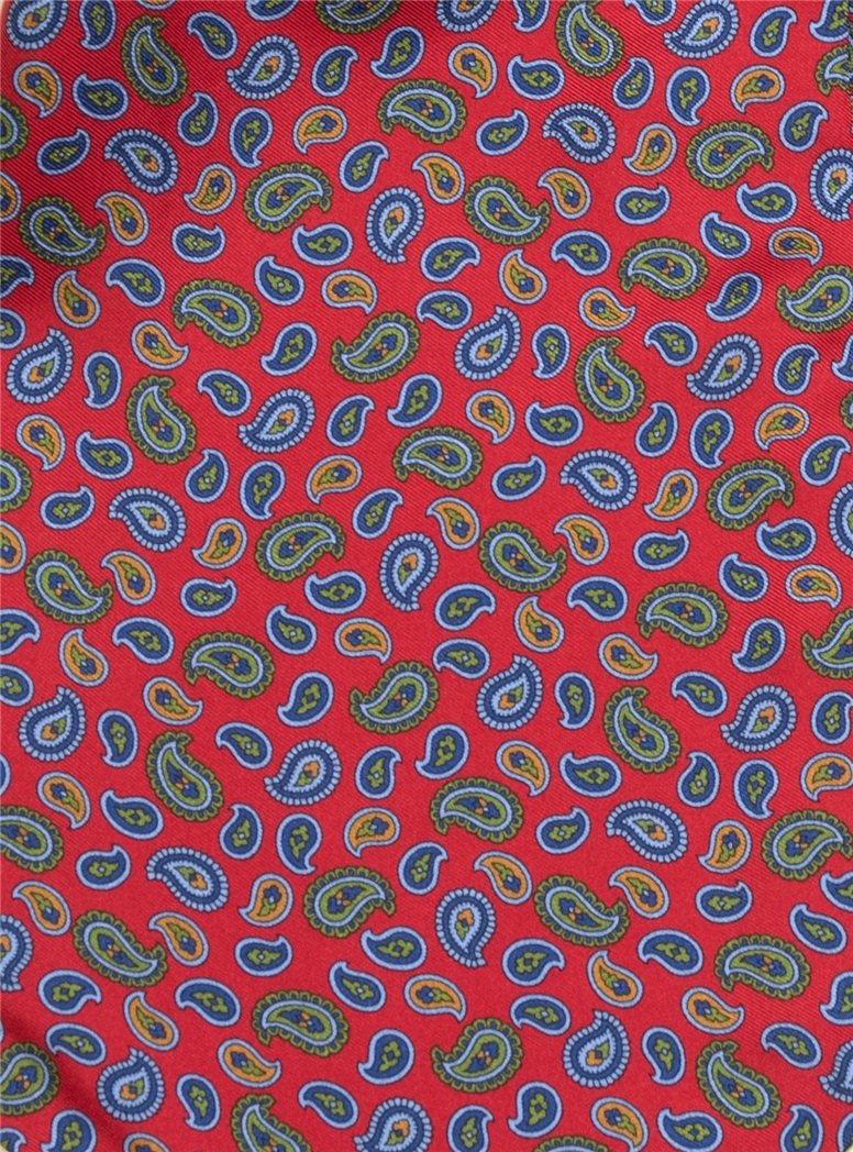 Small Paisley Printed Ascot in Ruby