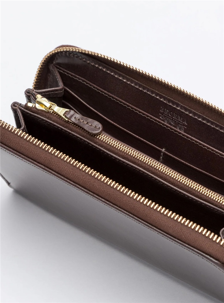 The Ascot Zip Round Wallet in Dark Brown