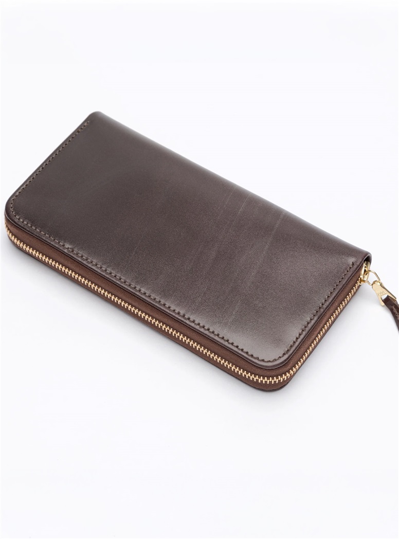 The Ascot Zip Round Wallet in Dark Brown