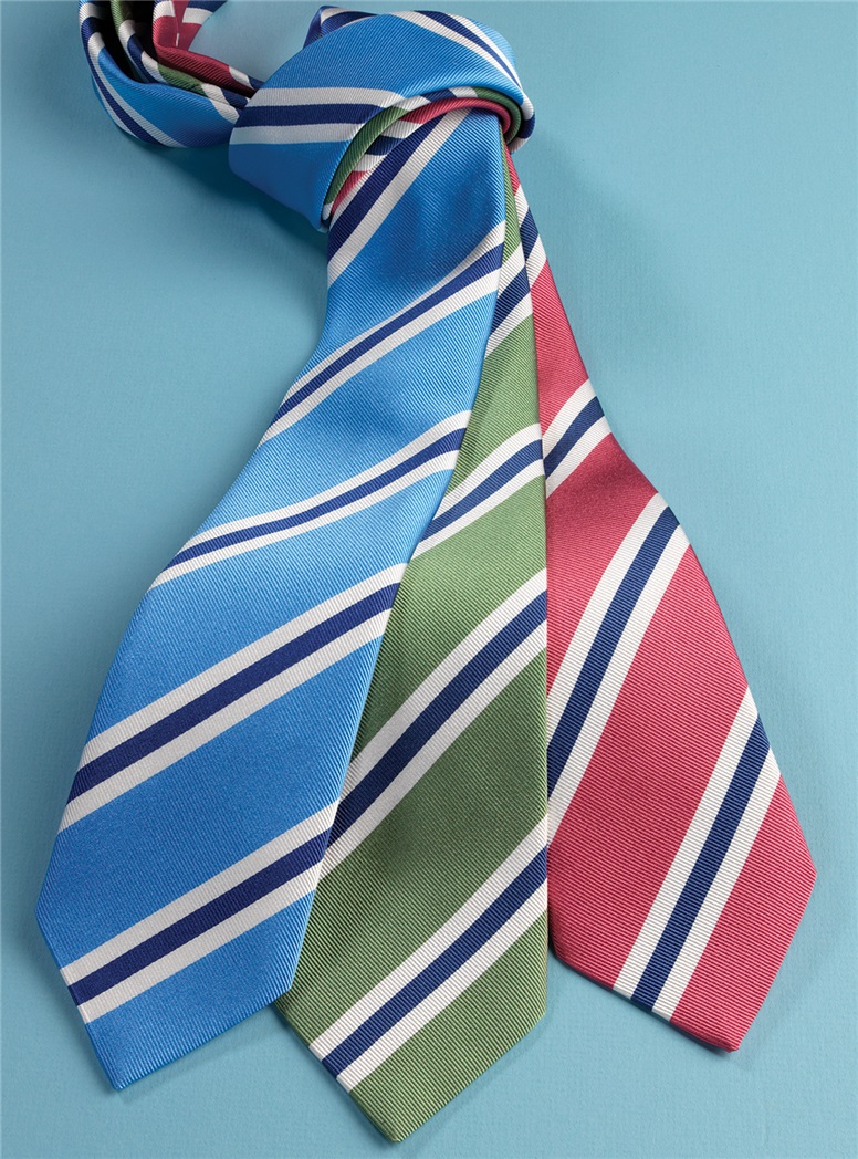 Silk Striped Tie in Azalea