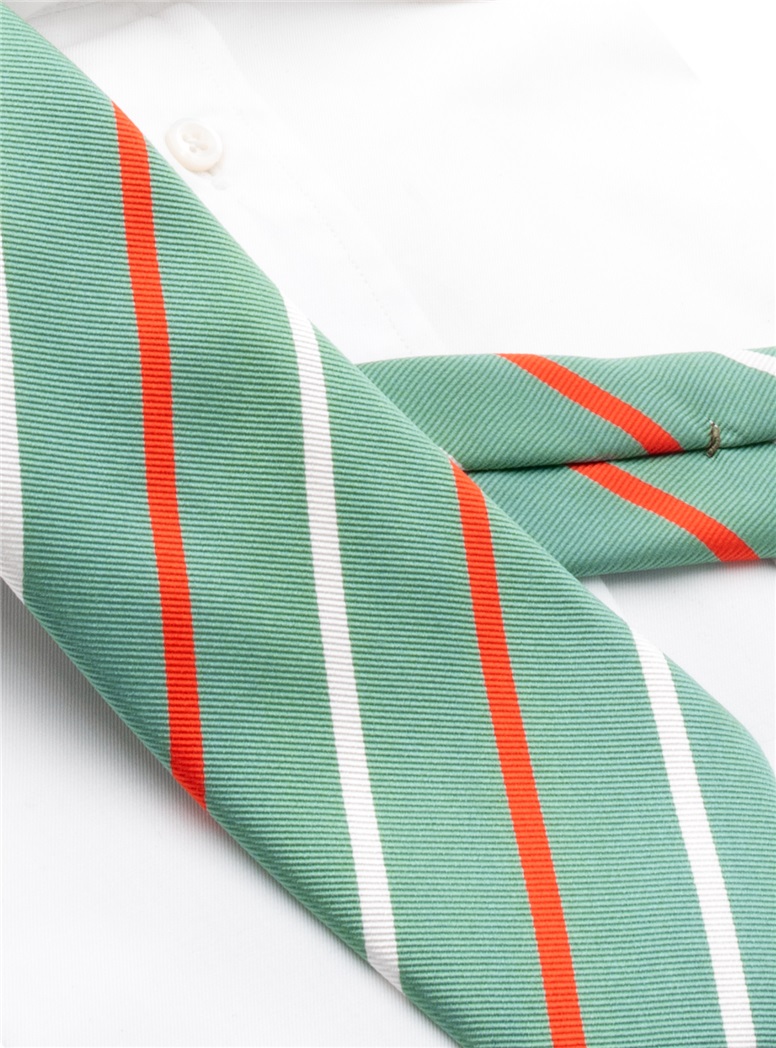 Silk Bar Striped Tie in Mint