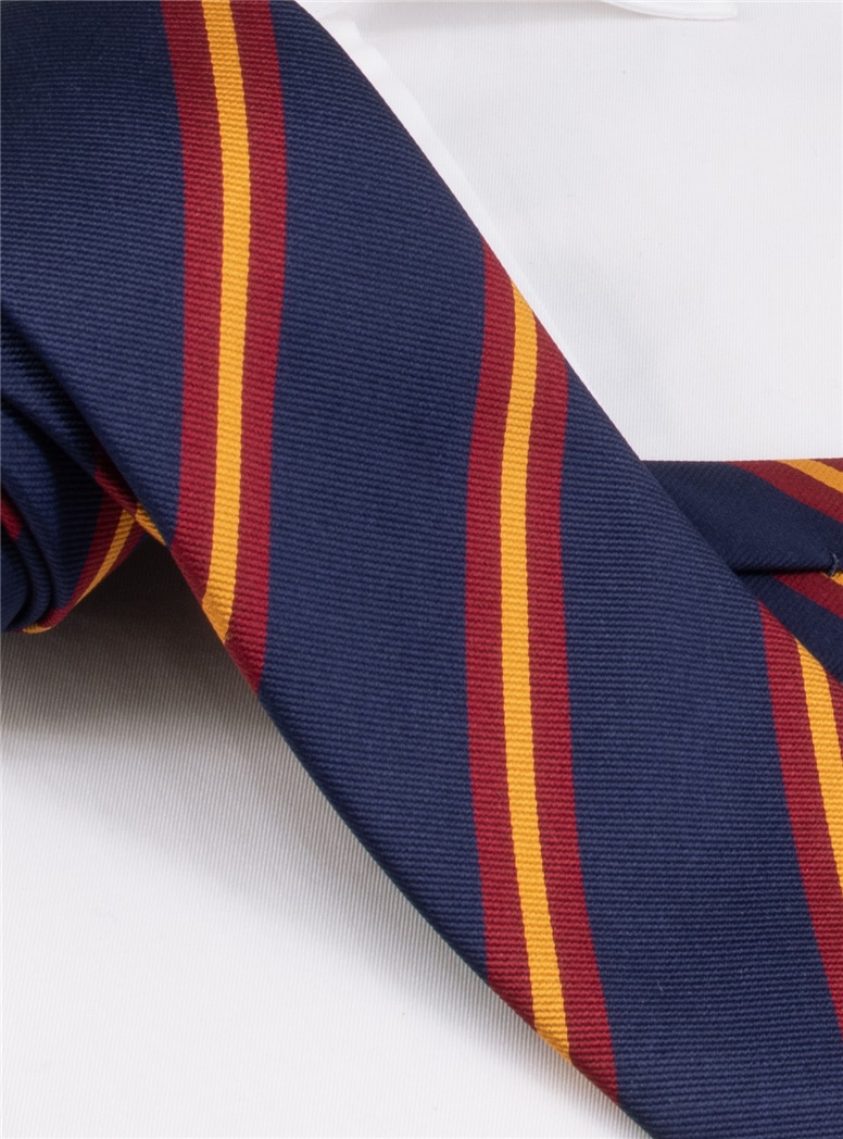 Silk Striped Tie in Navy