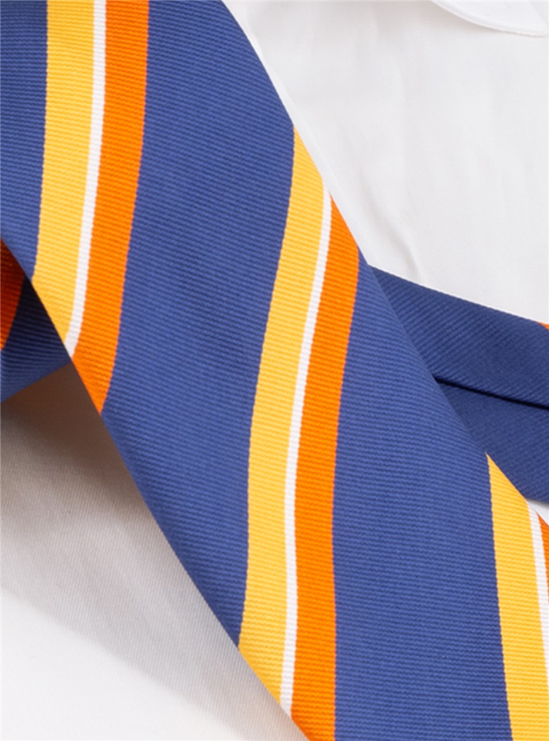 Silk Striped Tie in Navy