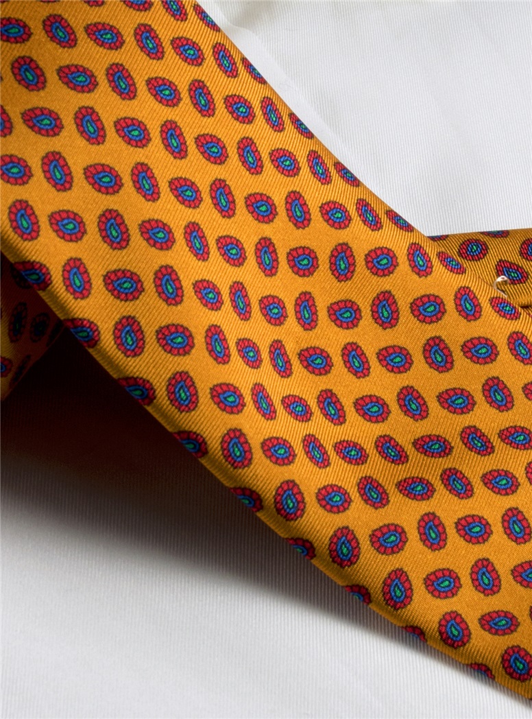 Printed Neat Tie in Gold - The Ben Silver Collection