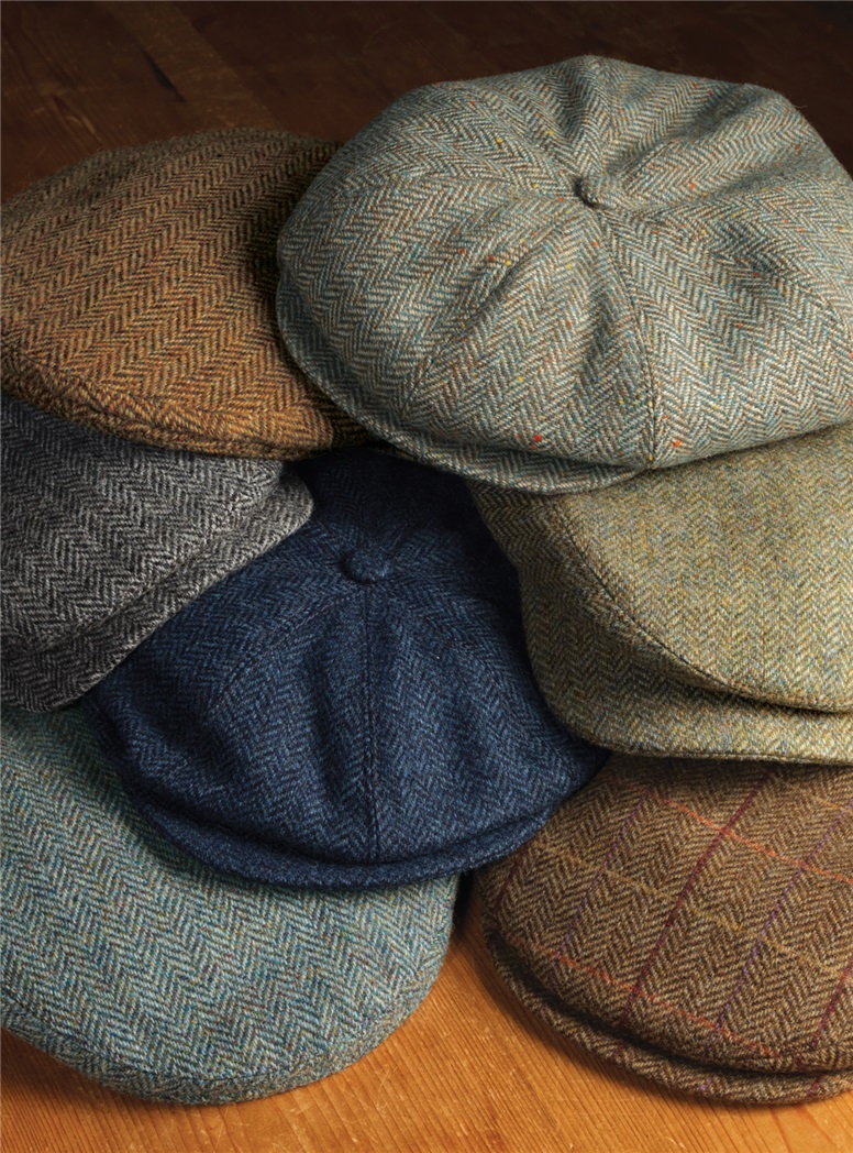 Wool Halifax Cap in Regal and Sky Herringbone