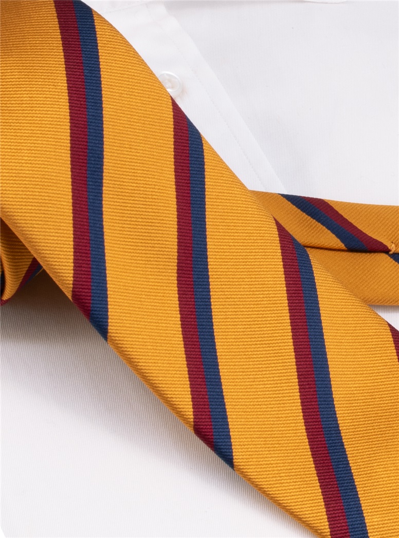 Silk Double Stripe Tie in Amber