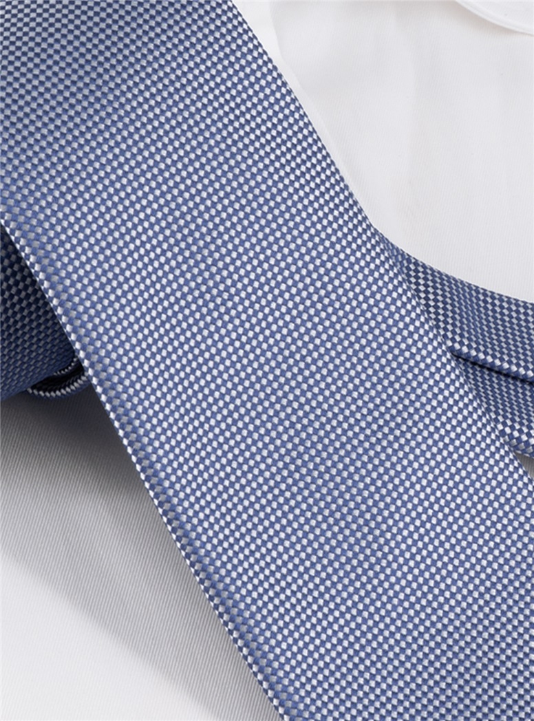 Silk Basketweave Tie in Indigo