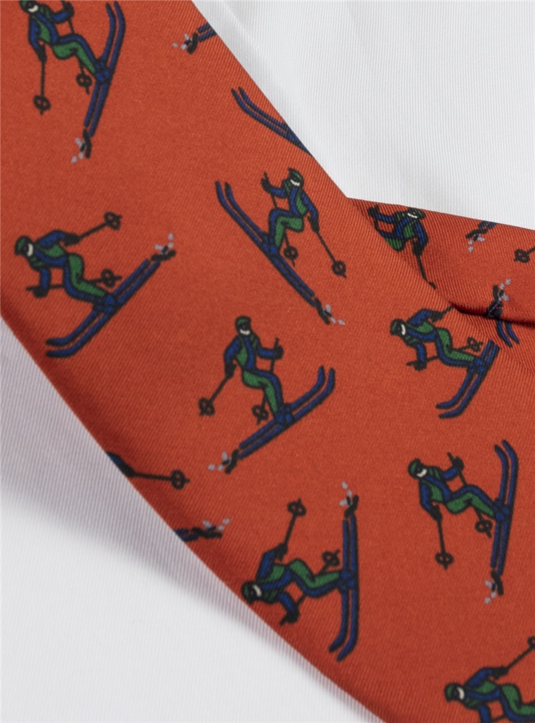 Jacquard Woven Ski Tie in Tangerine