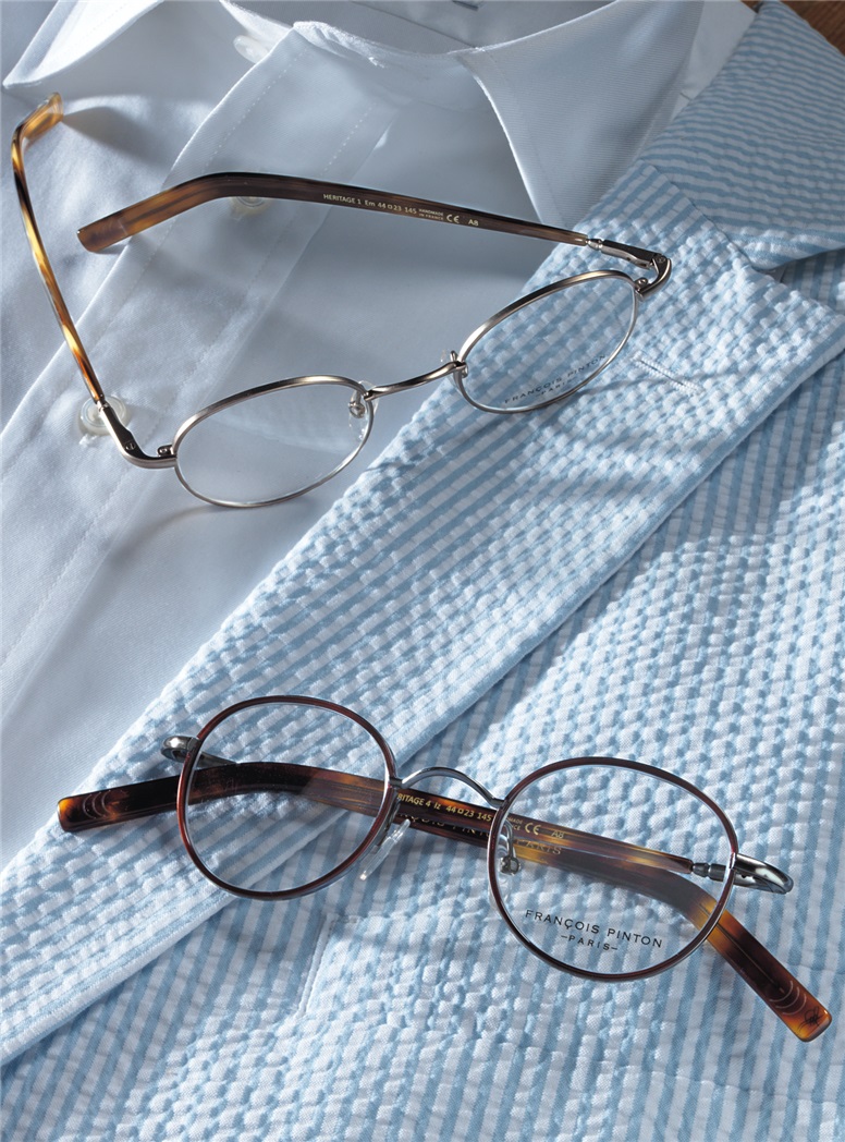 Nearly Round Wire Frames in Pewter with Chocolate Color Temples