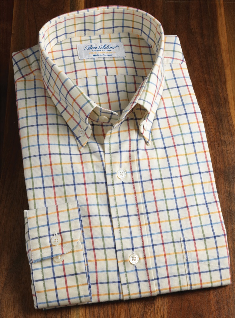 Clover, Cranberry, Gold, and Blue Tattersall Button Down