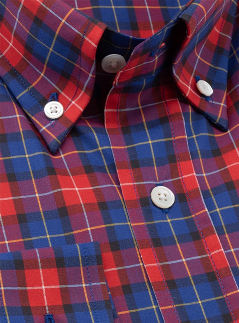 Red and Blue Large Check Button Down