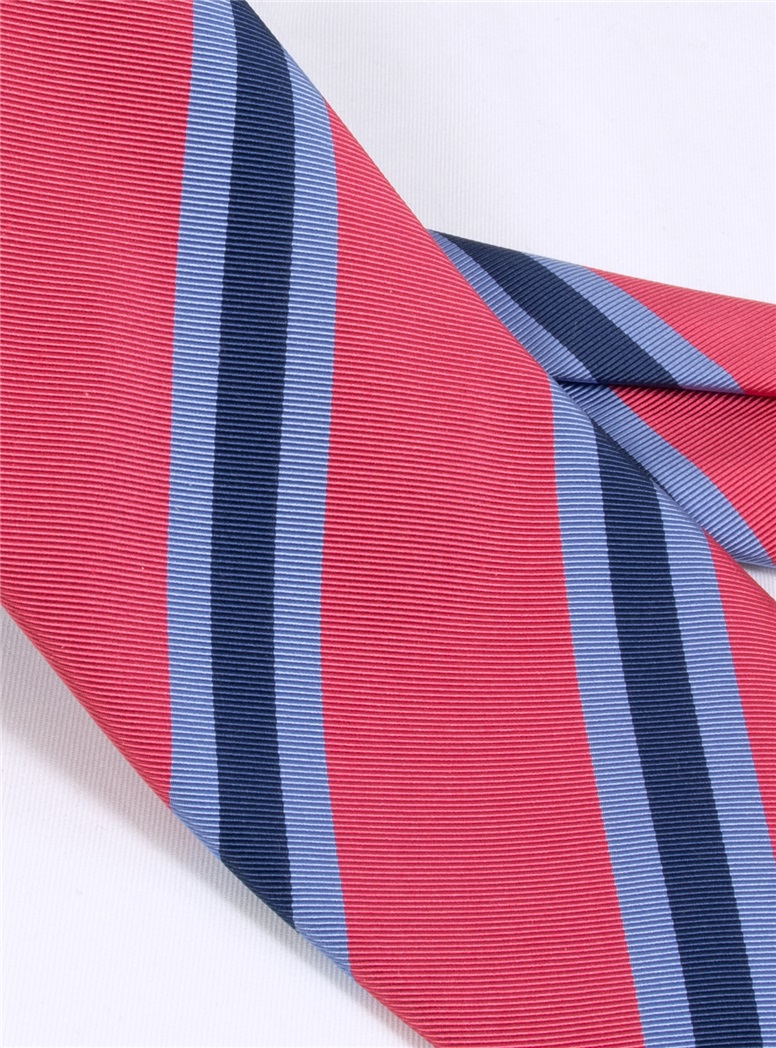 Silk Stripe Tie in Azalea