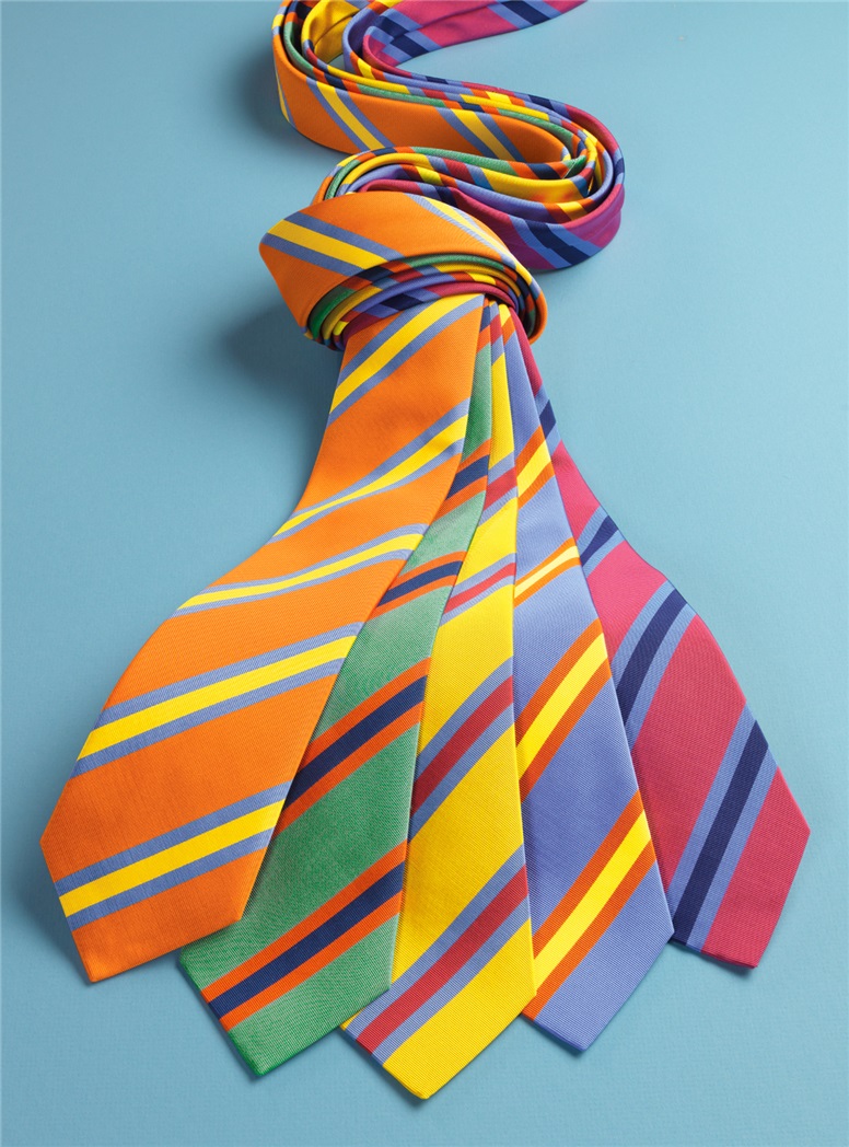 Silk Stripe Tie in Azalea