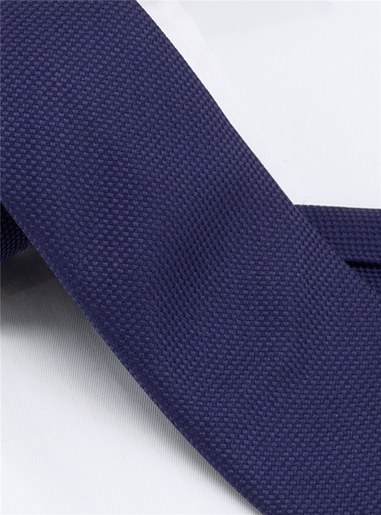 Silk Basketweave Tie in Deep Navy