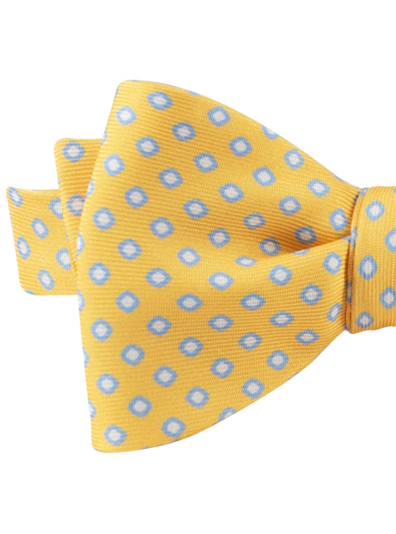 Printed Silk Bow Tie in Yellow