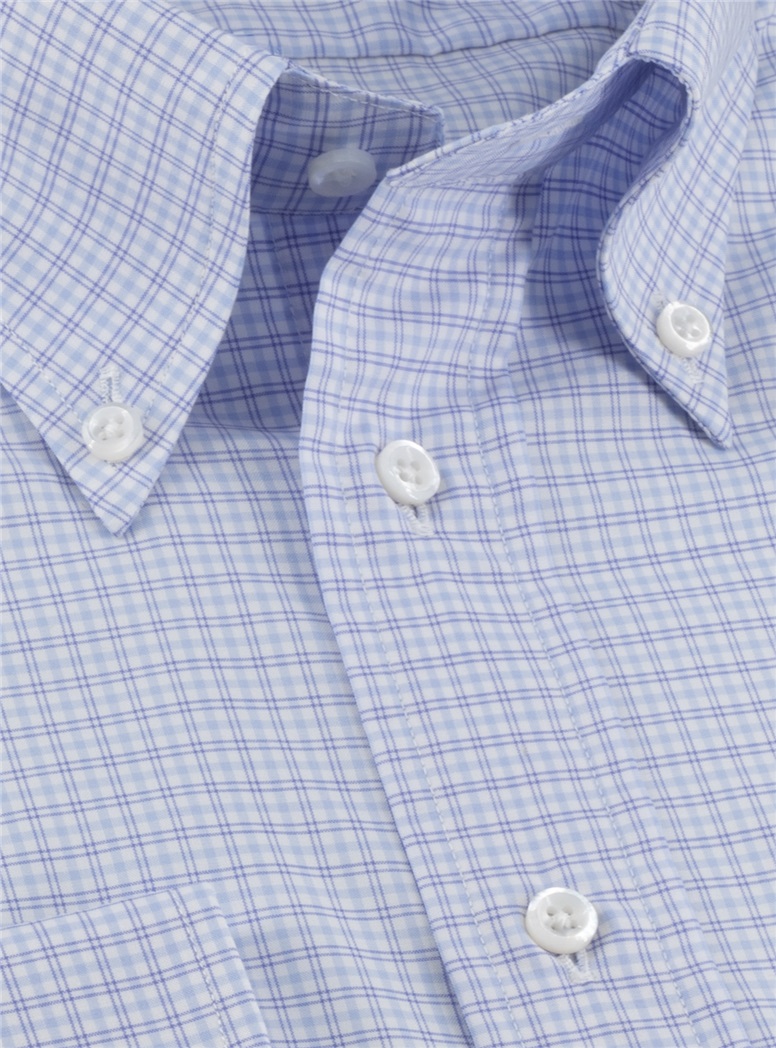 Navy and Sky Windowpane Button Down