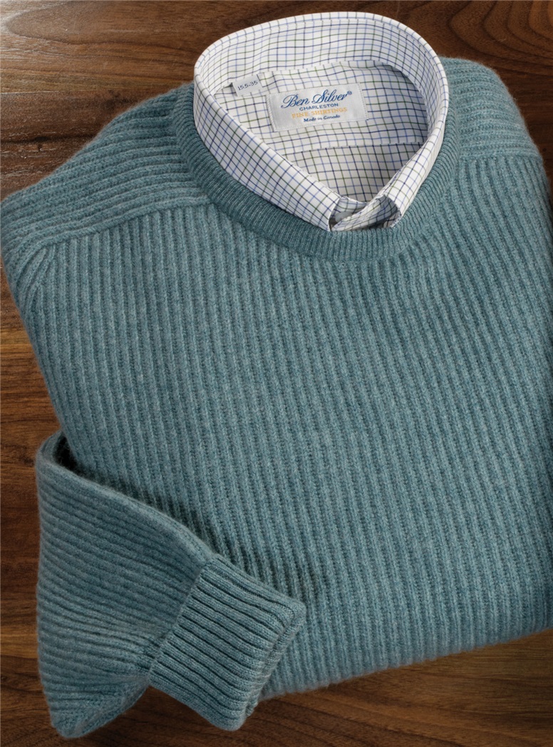 Cashmere Ribbed Round Neck Sweaters - The Ben Silver Collection