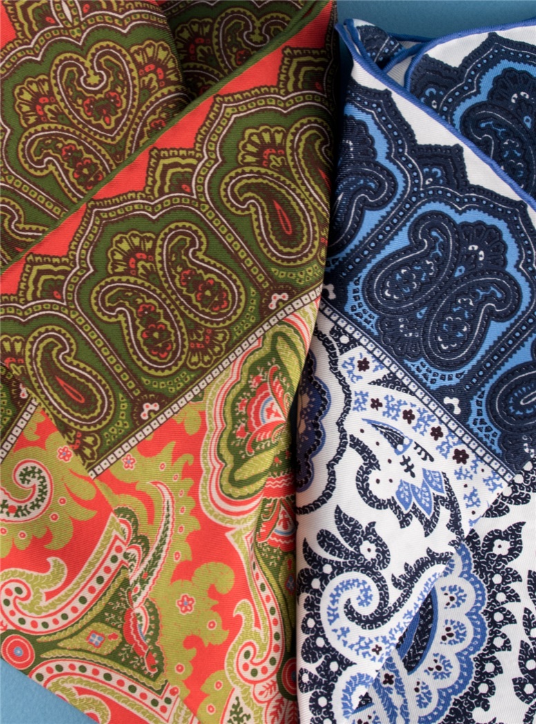 Silk Printed Paisley Pocket Squares