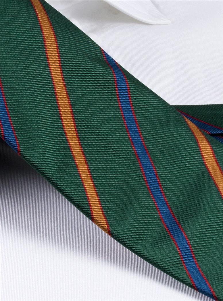 Silk Multi-Color Bar Stripe Tie in Forest