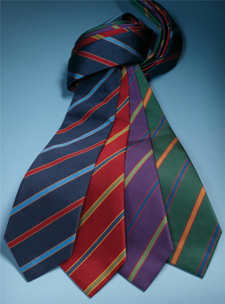 Silk Multi-Color Bar Stripe Tie in Forest
