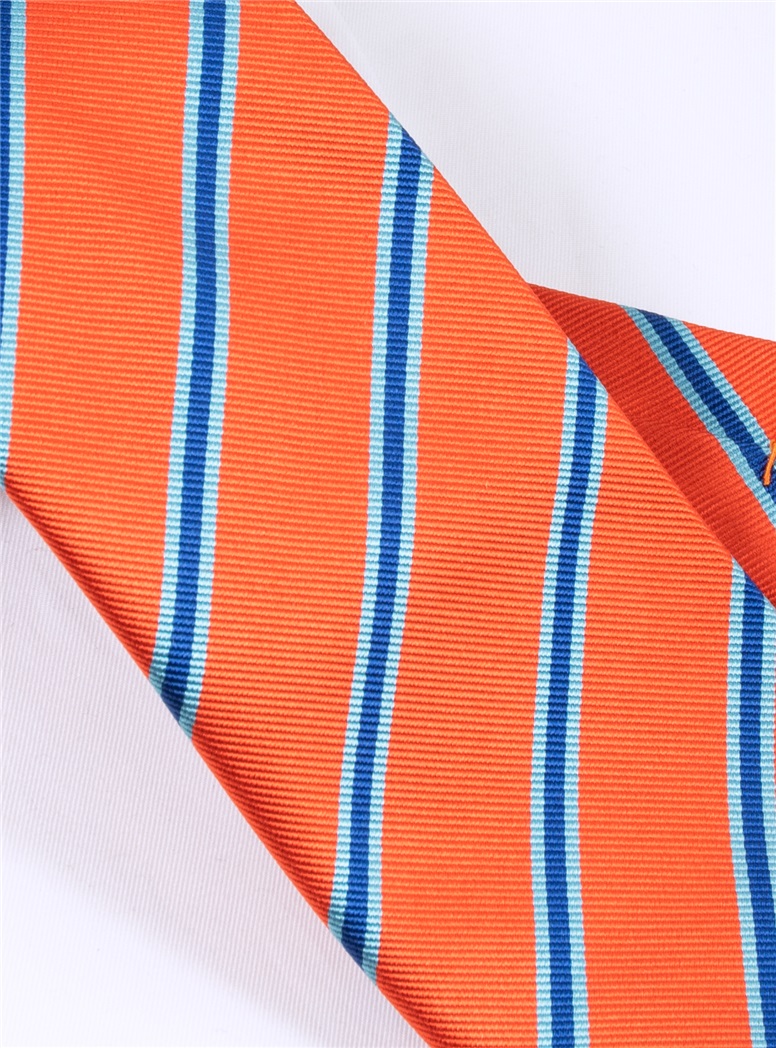 Mogador Silk Striped Tie in Tangerine