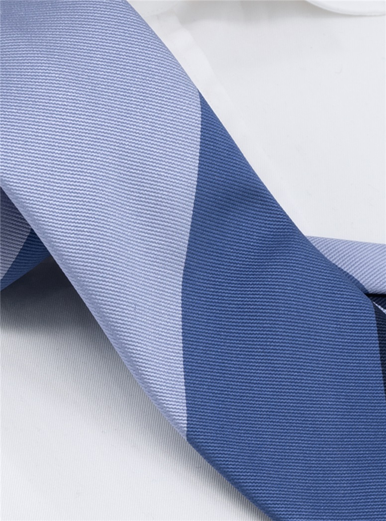 Silk Block Striped Tie in Sky
