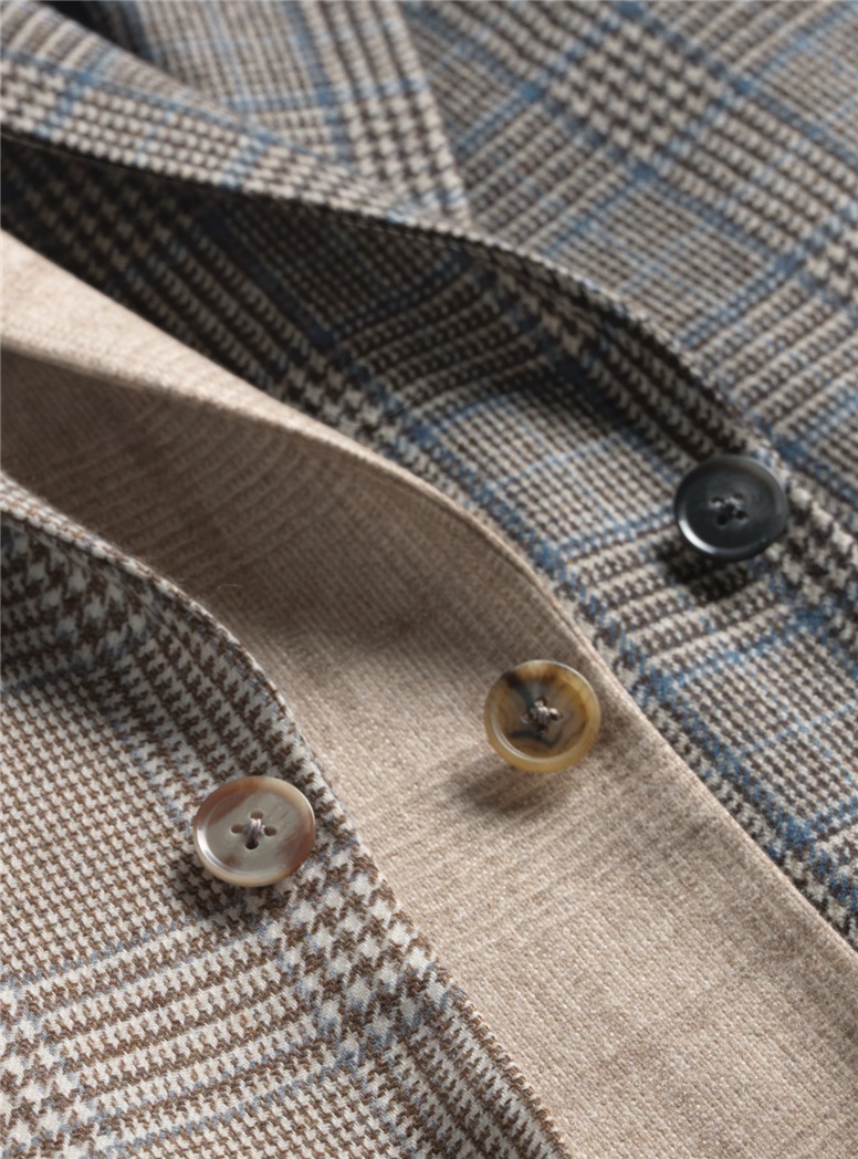 Grey and Cream Prince of Wales Plaid Sport Coat
