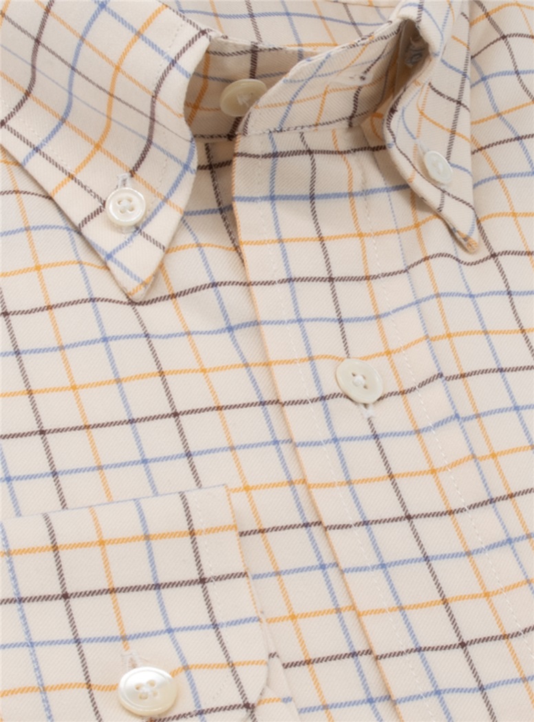 Brown, Gold, and Sky Tattersall Button Down