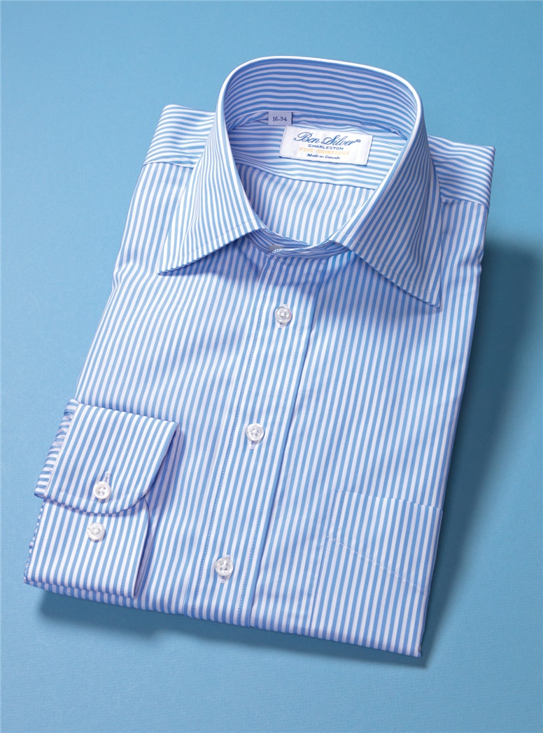 Blue Bengal Stripe Spread Collar