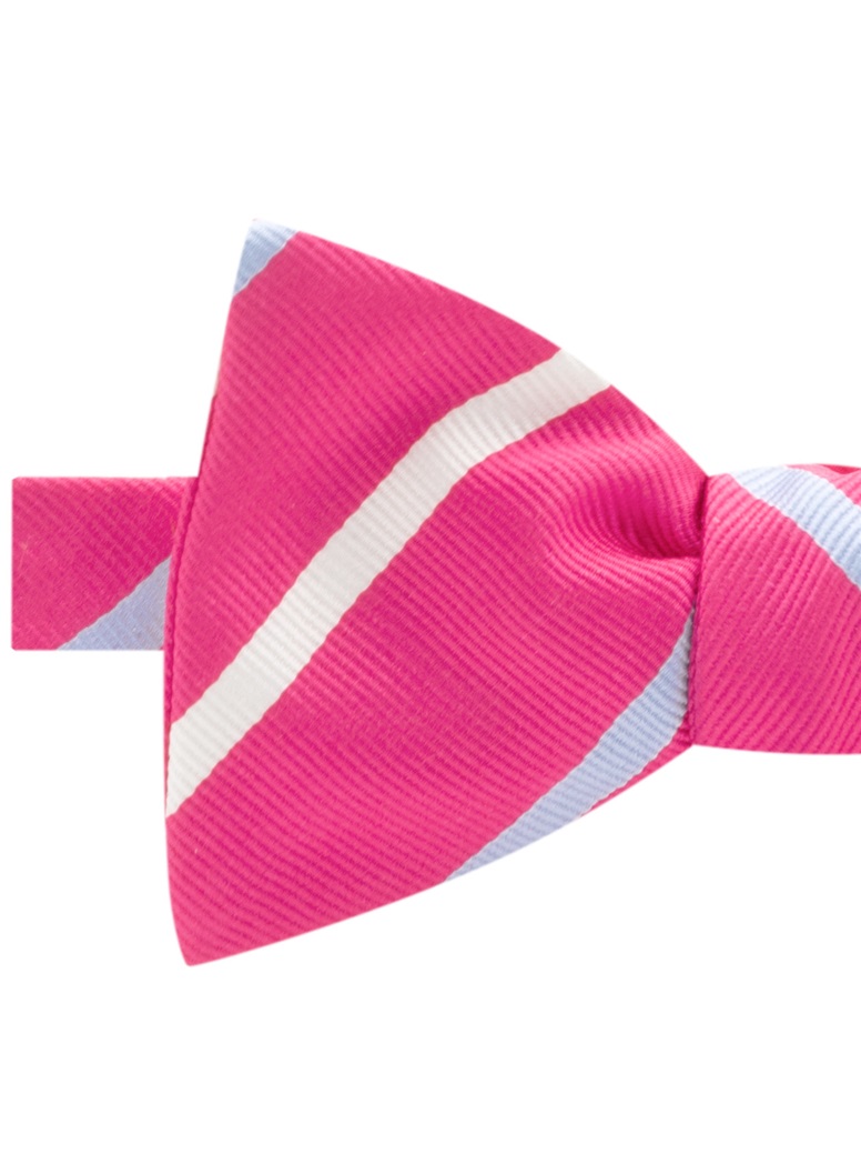 Silk Bar Striped Bow Tie in Azalea