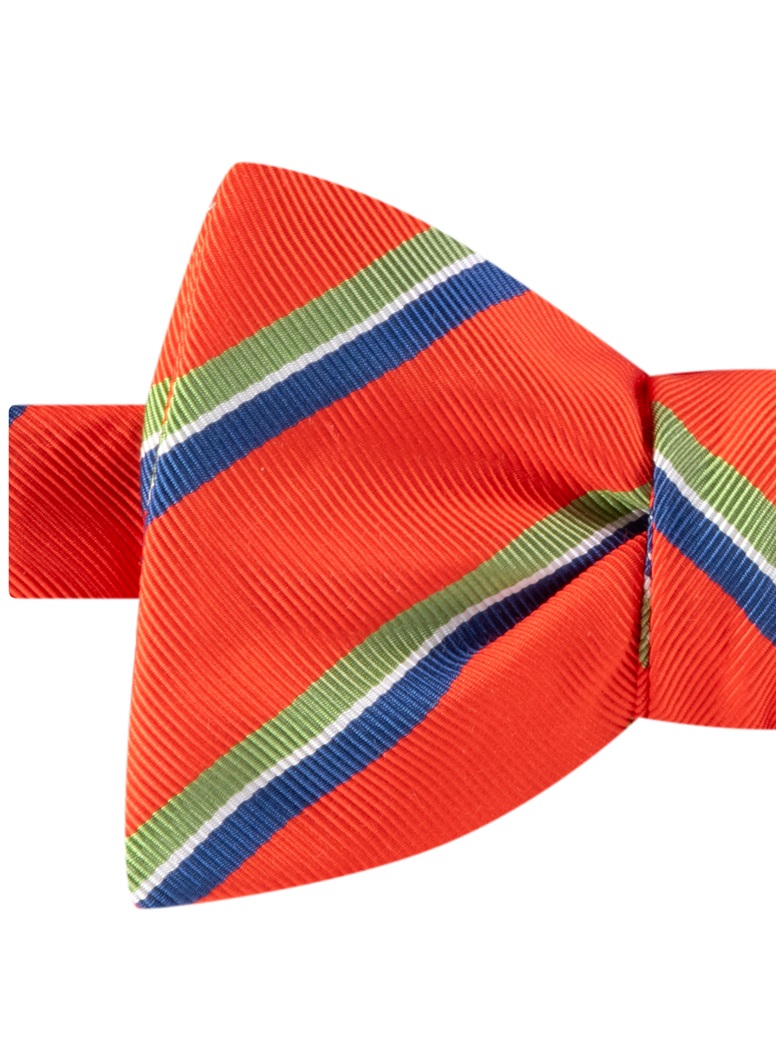 Silk Striped Bow Tie in Tangerine