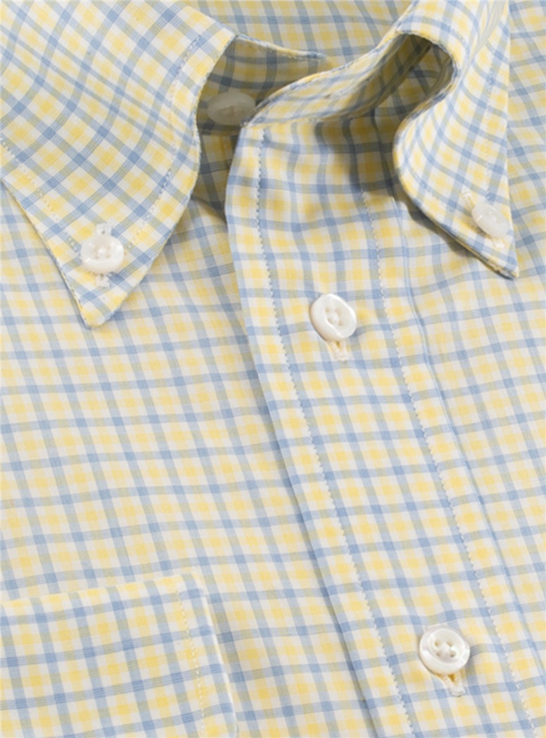 Yellow and Blue Check Button Down