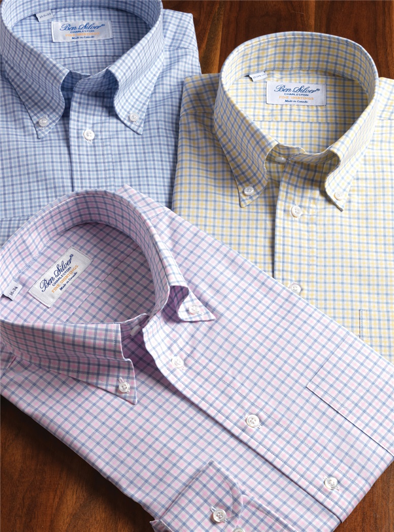 Yellow and Blue Check Button Down