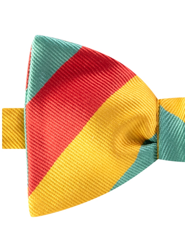 Silk Block Striped Bow Tie in Brick and Marigold