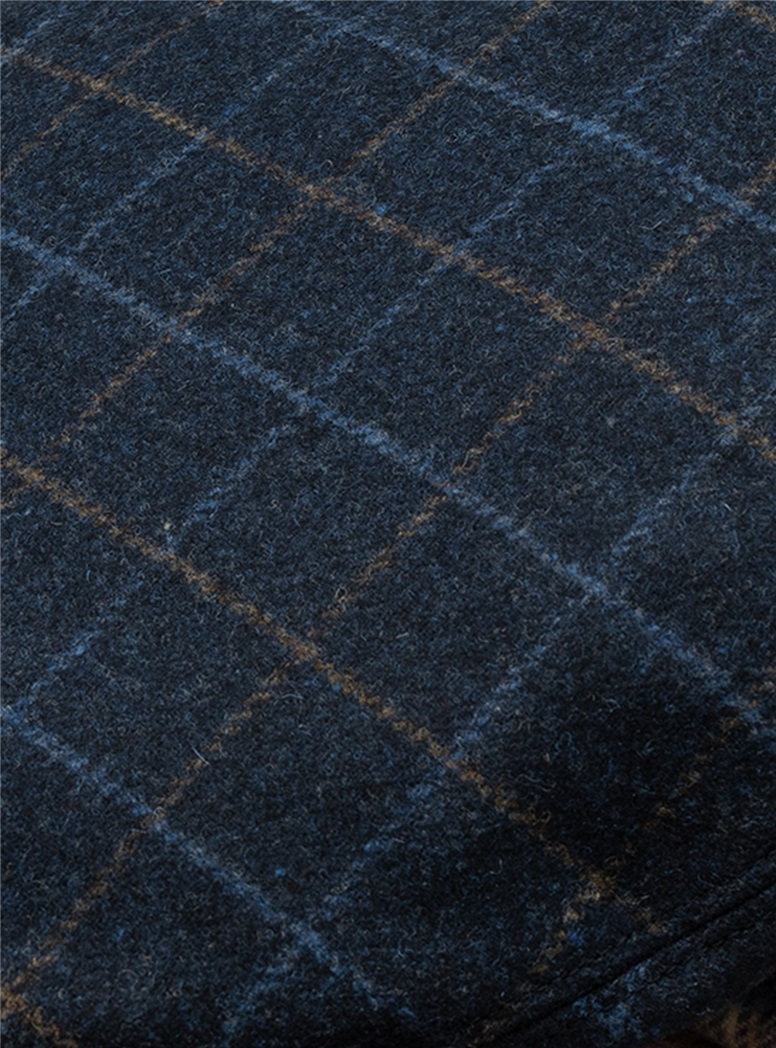 Wool Hemsley Windowpane Cap in Navy