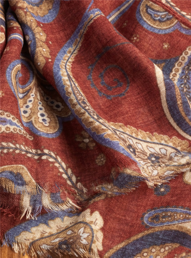 Wool Paisley Printed Scarves