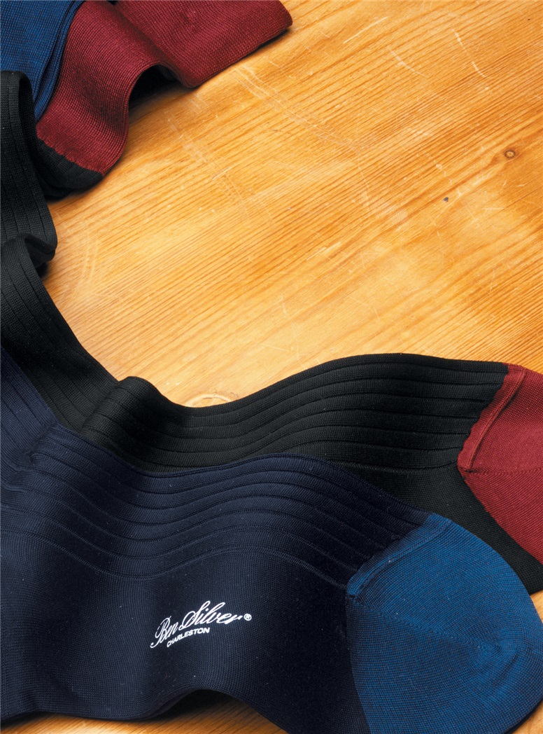 Wool Ribbed Two-Toned Socks